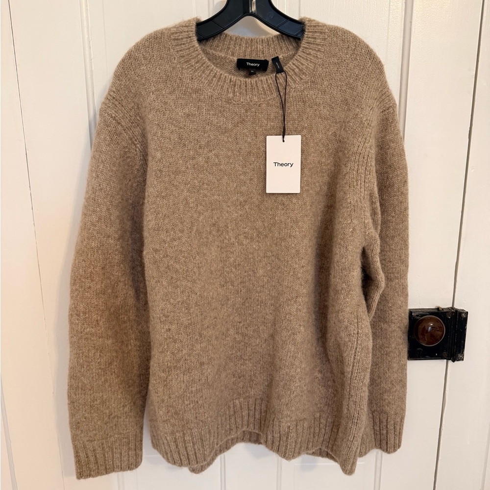Theory Men's Beige Crewneck alpaca Sweater